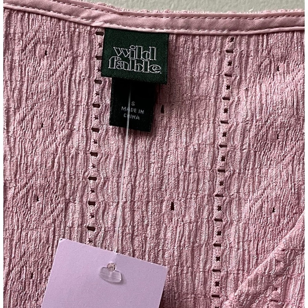 Wild Fable Sleeveless V Neck Knit Mini Dress Women Small Blush Pink Textured NWT - Picture 9 of 13